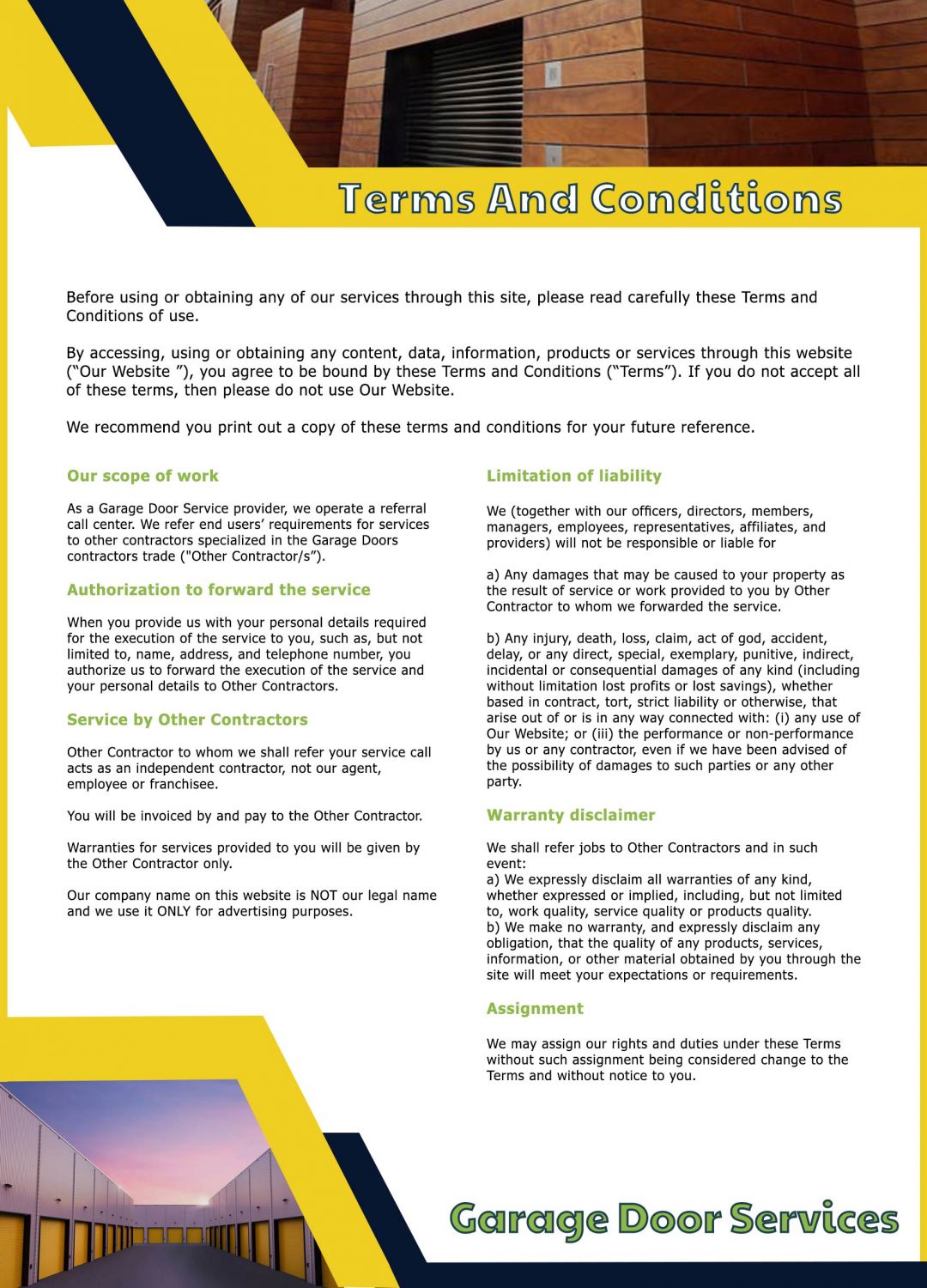 Terms And Conditions Sos Garage Door